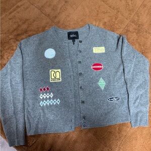 Marc Jacobs Gray Cardigan with Colorful Patches
